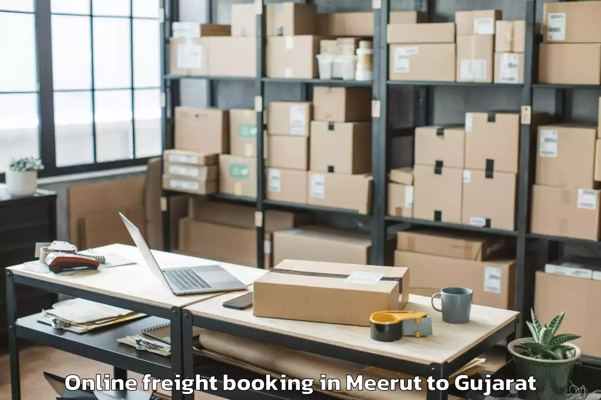 Top Meerut to Gandhidham Online Freight Booking Available